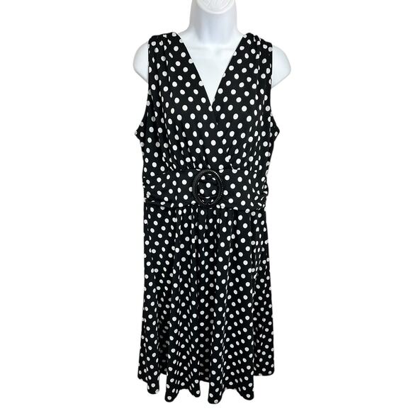 Star Vixen Polka Dot Sleeveless Dress Sz 1X Rockabilly Pin-Up Black White - Picture 7 of 8